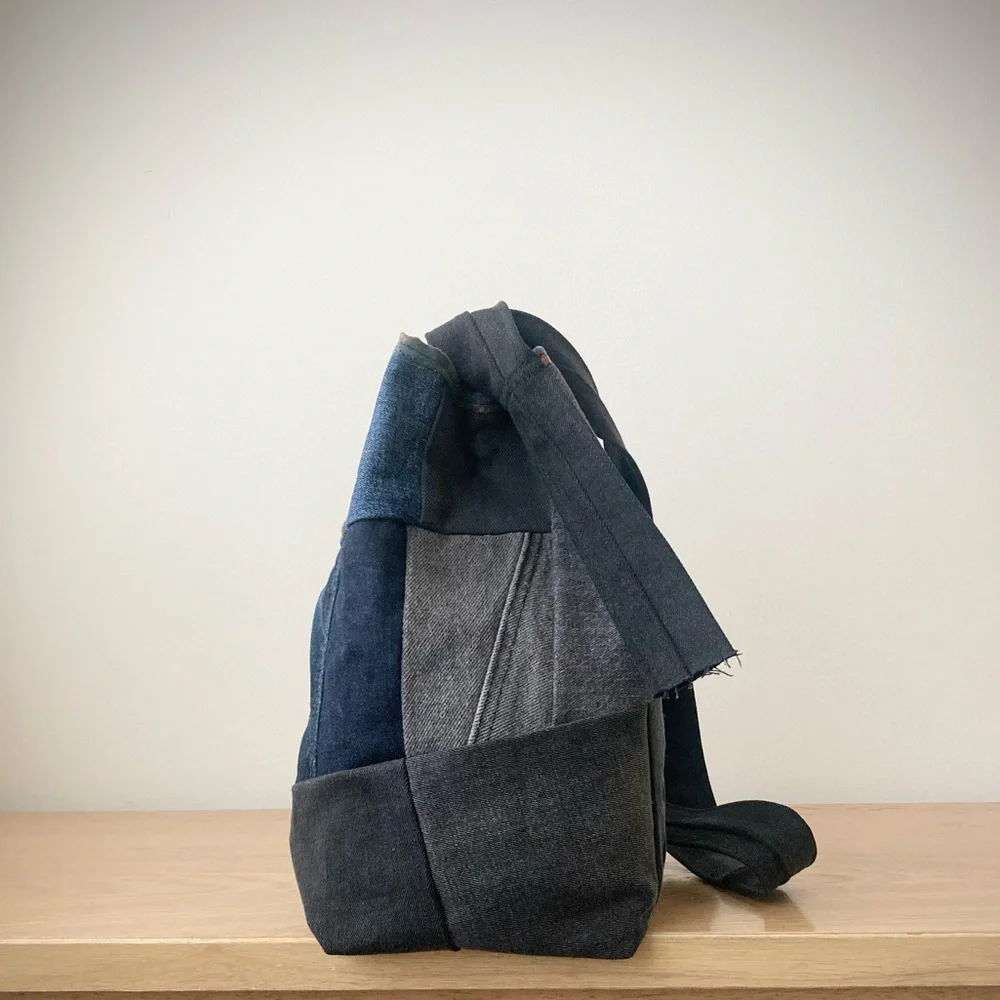 joodito origami japanese boro crossbody patchwork denim jean slouchy handbag bag - Picture 12 of 15